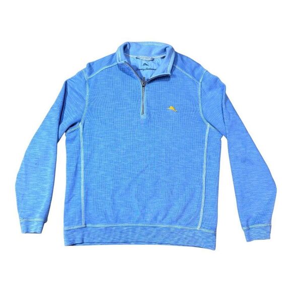 Tommy Bahama Tobago Bay Half Zip Pullover Sweatshirt Men's M Blue Beach READ - Picture 1 of 9